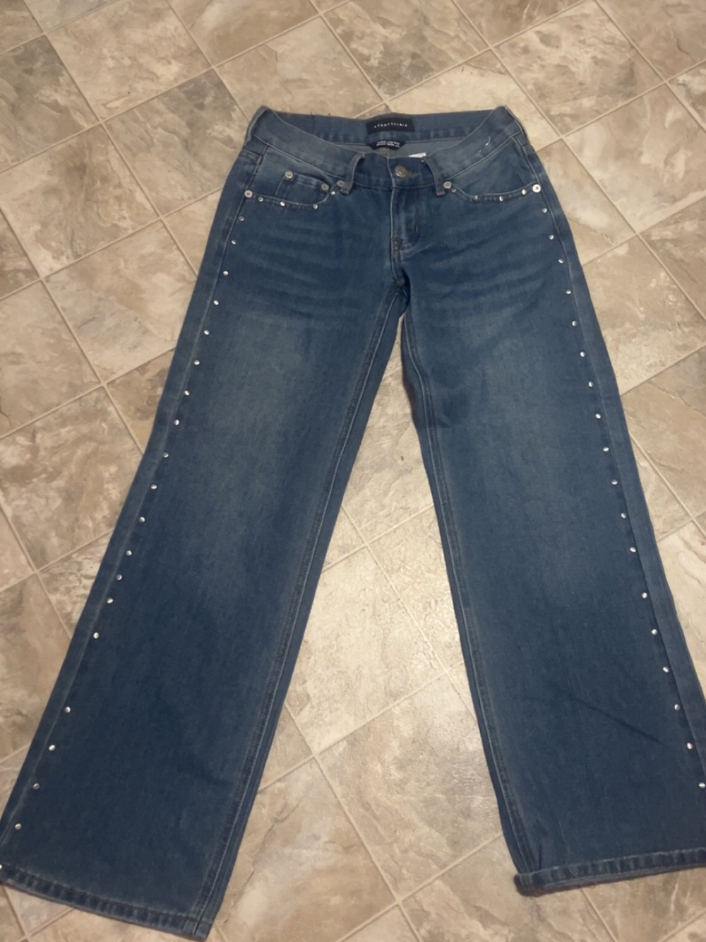 Aeropostale Dark Blue Wide-Leg Jeans with Side Studs